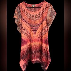 Elegant Pink and Orange Patterned Tunic